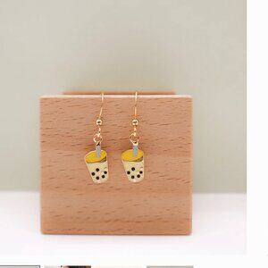 Miss Modi 24k Gold Plated Bubble Tea Boba Dangle Earrings *new*